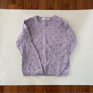 H&M lilac purple pink glitter hearts cotton sweater 6 7 Valentines Day